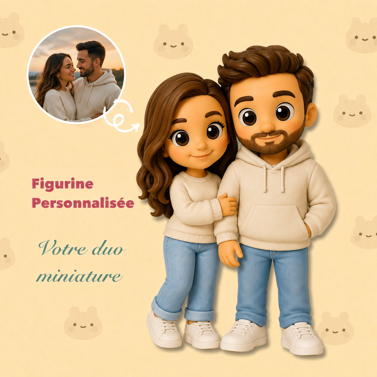 Figurine 3D Personnalisée Couple - Vous Deux en Mini Version