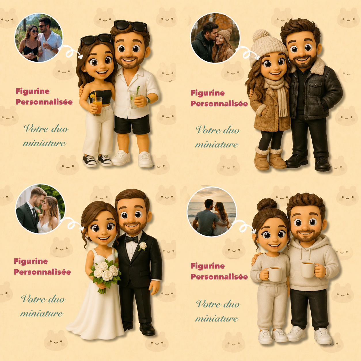 Figurine 3D Personnalisée Couple - Vous Deux en Mini Version