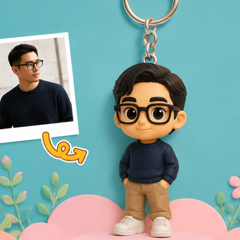 Figurine Porte-Clés Personnalisée — Ta Photo en Mini Version