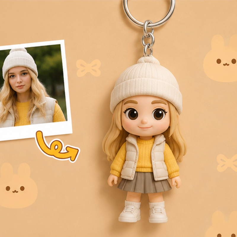 Figurine Porte-Clés Personnalisée — Ta Photo en Mini Version