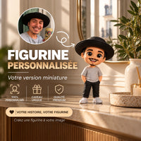 Figurine premium personnalisée en couleur sur une console parisienne